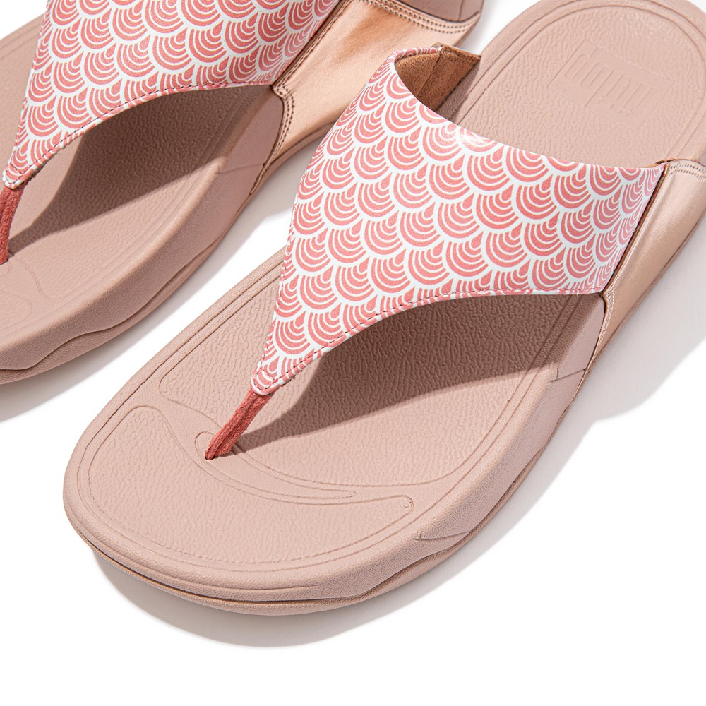 Fitflop Womens Sandals Pink - Lulu Wave-print Toe-post - 40MFIZXPW